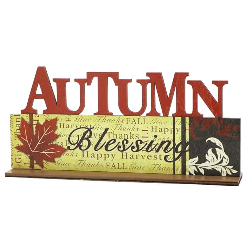 Holz Thanksgiving Schild, Holz Fall Schilder Thanksgiving Tisch Mittelstücke Kürbis Ahornblätter Herbst Brief Dekor Ernte Party Dekorationen für Herbst Festival Thanksgiving Party Y7QTZMBJ von ALLY-MAGIC