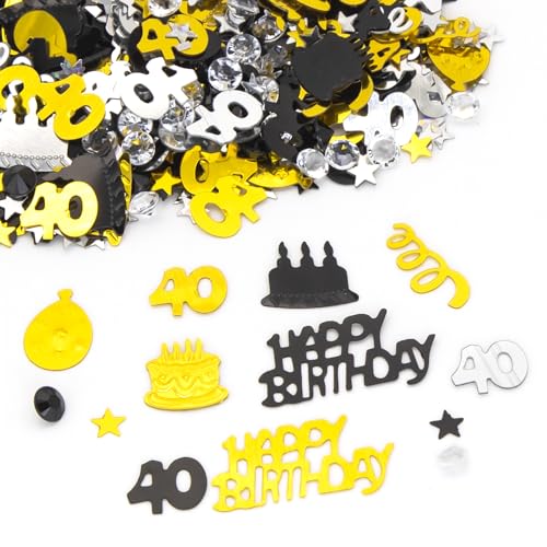 Konfetti zum 40. Geburtstag, Schwarz / Gold, Partydekoration, Tischdekoration, Karten, Streusel, Frauengeschenke für 40. Geburtstag (80. Geburtstag) von ALLY-MAGIC