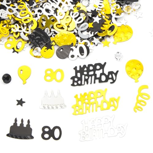 Konfetti zum 80. Geburtstag, Schwarz / Gold, Partydekoration, Tischdekoration, Karten, Streusel, Frauengeschenke für 80. Geburtstag (80. Geburtstag) von ALLY-MAGIC