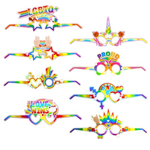 Regenbogen-Brille, Gay-Pride-Brille, Papier-LGBT-Brillen, Pride-Parade, Regenbogen-Party, Kostüm, Zubehör, Pride Monat, Pride Day, Party-Brille, Foto-Requisiten, Y9CHZYJ von ALLY-MAGIC