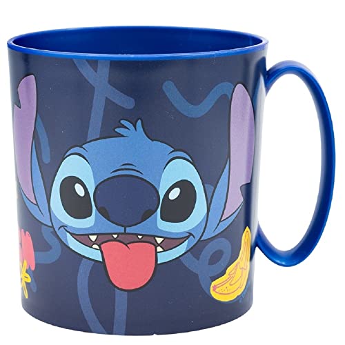 2062; Wiederverwendbarer Kunststoffbecher, mikrowellengeeignet, Lizenzprodukt von Disney Stitch Palms, BPA-frei, 350 ml Fassungsvermögen von ALMACENESADAN