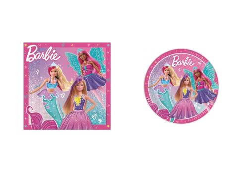 ALMACENESADAN 8435510349028, 4902 Barbie-Party-Set, bestehend aus 8 Partytellern aus Pappe, 23 cm, 20 Papierservietten, 33 x 33 cm von ALMACENESADAN