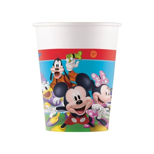 ALMACENESADAN, 5057; 8 Becher aus Pappe, ideal für Partys und Geburtstage, Motiv: Mickey Mouse, Fassungsvermögen 220 ml, 8 Stück von ALMACENESADAN