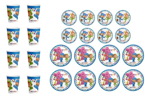 ALMACENESADAN 1104 Party-Set Pocoyo und Nina, bestehend aus 8 Bechern, 8 Tellern 18 cm und 8 Tellern 23 cm von ALMACENESADAN