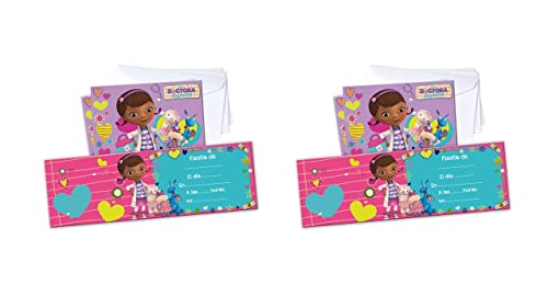 ALMACENESADAN 4742, Party-Set Disney Doctor Jugutes, Doc McStuffins; bestehend aus 12 Einladungen mit Umschlag, ideal für Partys und Geburtstage. von ALMACENESADAN