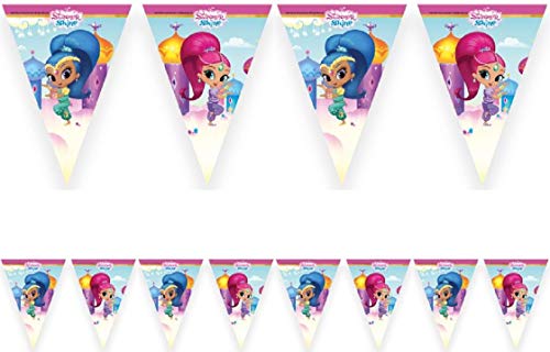 ALMACENESADAN -4748 Disney Shimmer and Shine Composite Girlande Happy Birthday Linear 9 Wimpel 2,40 Meter, ideal für Partys und Geburtstage. (8435510347482) von ALMACENESADAN