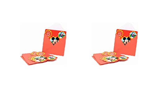 ALMACENESADAN -4786 Disney Mouse Set bestehend aus 12 Einladungen mit Umschlag Mickey Silhouette, ideal für Partys und Geburtstage, Rot (8435510347864) von ALMACENESADAN