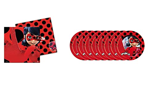 ALMACENESADAN -4790, Packung Lady Bug, bestehend aus 20 Papierservietten 33 x 33 cm und 8 Pappteller 23 cm, ideal für Partys und Geburtstage. (8435510347901) von ALMACENESADAN