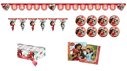 ALMACENESADAN Disney 4664 Party-Set Elena von Avalor, für 8 Mädchen, Tischdecke, Teller, Servietten, Wimpel und Girlande (8435510346645) von ALMACENESADAN