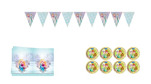 ALMACENESADAN 4665 Disney Frozen Party Pack 8 Mädchen Tischdecke, Teller und Wimpel (8435510346652) von ALMACENESADAN