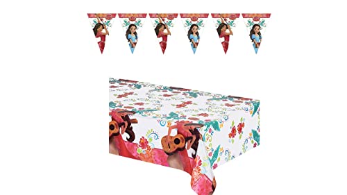 ALMACENESADAN 8435510347451 4745 Set Disney Elena von Avalor, bestehend aus Party-Tischdecke 120 x 180 cm und linearer 9 Wimpelkette (ca. 2,40 m), ideal für Partys und Geburtstage von ALMACENESADAN