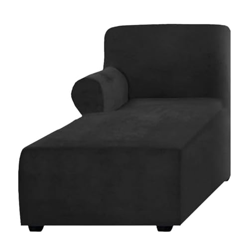 ALMASI Bezug für Chaiselongue, einfarbig, All-Inclusive-Stretch-Stuhlbezug mit Armlehnen für Wohnzimmer, Schlafzimmer, einarmiger weicher Samtstoff, maschinenwaschbar(Black,Left) von ALMASI