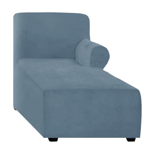 ALMASI Bezug für Chaiselongue, einfarbig, All-Inclusive-Stretch-Stuhlbezug mit Armlehnen für Wohnzimmer, Schlafzimmer, einarmiger weicher Samtstoff, maschinenwaschbar(Gray Blue,Right) von ALMASI