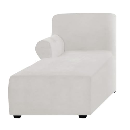 ALMASI Bezug für Chaiselongue, einfarbig, All-Inclusive-Stretch-Stuhlbezug mit Armlehnen für Wohnzimmer, Schlafzimmer, einarmiger weicher Samtstoff, maschinenwaschbar(Ivory White,Left) von ALMASI