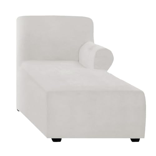 ALMASI Bezug für Chaiselongue, einfarbig, All-Inclusive-Stretch-Stuhlbezug mit Armlehnen für Wohnzimmer, Schlafzimmer, einarmiger weicher Samtstoff, maschinenwaschbar(Ivory White,Right) von ALMASI