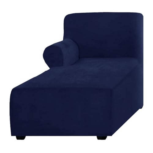 ALMASI Bezug für Chaiselongue, einfarbig, All-Inclusive-Stretch-Stuhlbezug mit Armlehnen für Wohnzimmer, Schlafzimmer, einarmiger weicher Samtstoff, maschinenwaschbar(Navy Blue,Left) von ALMASI