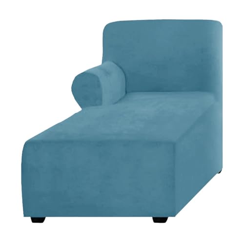 ALMASI Bezug für Chaiselongue, einfarbig, All-Inclusive-Stretch-Stuhlbezug mit Armlehnen für Wohnzimmer, Schlafzimmer, einarmiger weicher Samtstoff, maschinenwaschbar(Peacock Blue,Left) von ALMASI