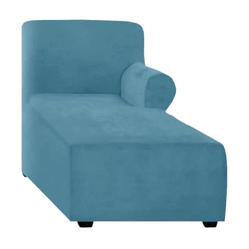 ALMASI Bezug für Chaiselongue, einfarbig, All-Inclusive-Stretch-Stuhlbezug mit Armlehnen für Wohnzimmer, Schlafzimmer, einarmiger weicher Samtstoff, maschinenwaschbar(Peacock Blue,Right) von ALMASI