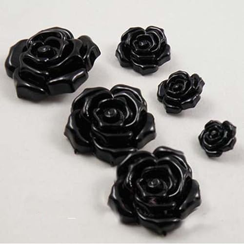 ALMLNLL Knöpfe für Basteln 10 Stück/Los Romantische Schwarze Rosenknöpfe for Basteln von Kleidungsstücken, Scrapbooking, Nähzubehör, 30 mm(38mm) von ALMLNLL