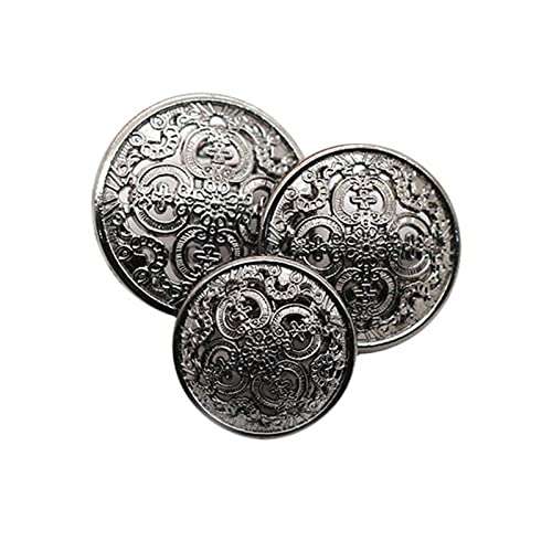 ALMLNLL Knöpfe für Basteln 10 Stück europäische Retro-Hof-Stil, hohl Geschnitzte runde Metallknöpfe for DIY-Blusenmantelknöpfe, Nähzubehör(Black,15mm) von ALMLNLL