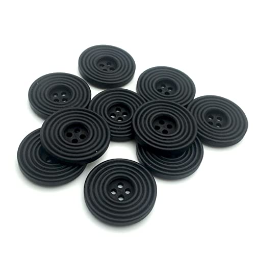 ALMLNLL Knöpfe für Basteln 20 Stück 30 mm Schwarze große runde Spiral-Holzknöpfe 4 Löcher Nähen Scrapbooking Basteln Kleidung Handgefertigte Holzknöpfe-Standard von ALMLNLL