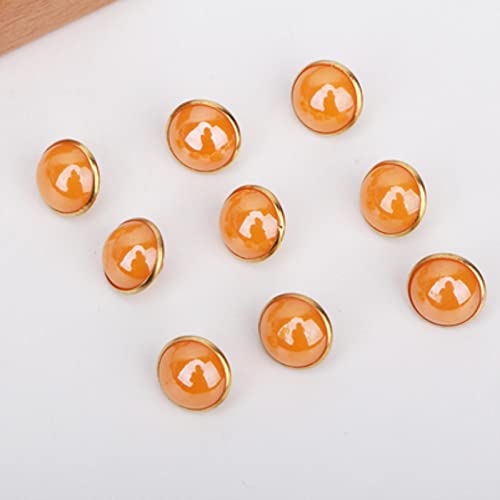 ALMLNLL Knöpfe für Basteln 50 Stück 10 mm Metallknöpfe Perlenknöpfe Kinderkleidung Nähen DIY Dekorieren Zubehör-Lila(Orange) von ALMLNLL