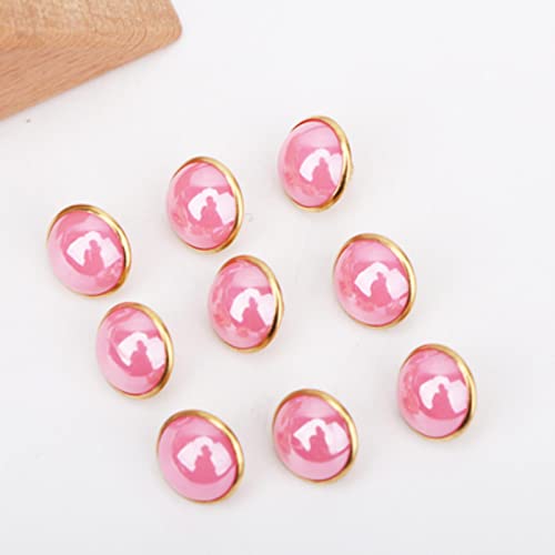 ALMLNLL Knöpfe für Basteln 50 Stück 10 mm Metallknöpfe Perlenknöpfe Kinderkleidung Nähen DIY Dekorieren Zubehör-Lila(Pink) von ALMLNLL