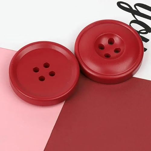 ALMLNLL Knöpfe für Basteln Neu 6 Stück Harz 4 Löcher Knöpfe Nähzubehör Größe komplett for Kleidung dekorative Knöpfe handgefertigt DIY-Weinrot-15 mm(Red,30mm) von ALMLNLL