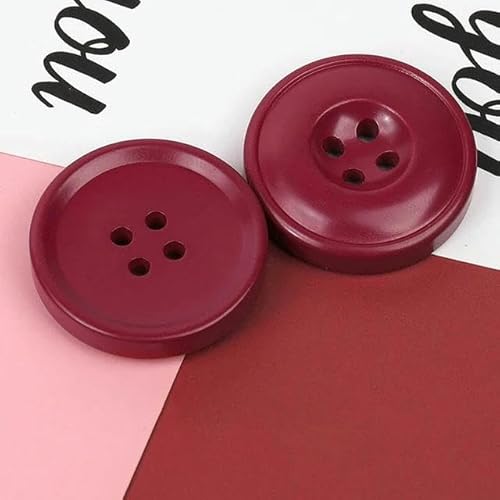 ALMLNLL Knöpfe für Basteln Neu 6 Stück Harz 4 Löcher Knöpfe Nähzubehör Größe komplett for Kleidung dekorative Knöpfe handgefertigt DIY-Weinrot-15 mm(Wine Red,20mm) von ALMLNLL