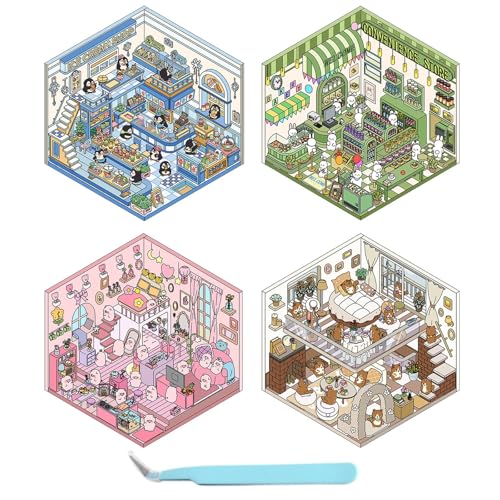 ALOEU Isometrische Stickerbuch, DIY 3D Haus Sticker, Multicolor, Vinyl, Cartoon, Sticker Set ALOEU Isometrische Stickerbuch, DIY 3D Haus Sticker, Multicolor, Vinyl, Cartoon, Sticker Set von ALOEU