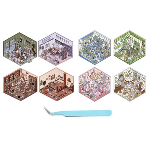 Isometric Sticker Book, DIY 3D House Stickers, 3D Sticker Scene, Isometric Sticker Pack, Sticker Rooms Book 3D, Room Sticker Book for Adults, Isometric Room Stickers(D) von ALOEU