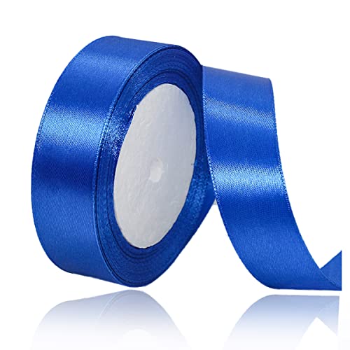 Geschenkband Blau 20mm Breit, 23 Meters Satinband Royalblau Geschenkbänder Stoff Schleifenband Dekoband zum Geschenkverpackung, Bastelarbeiten, Geburtstag und Hochzeitsdekoration von ALOHOVME