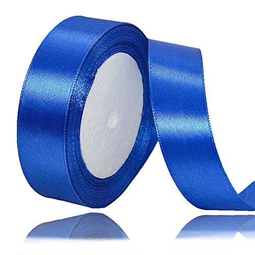 Geschenkband Blau 25mm Breit, 23 Meters Satinband Royalblau Geschenkbänder Stoff Schleifenband Dekoband zum Geschenkverpackung, Bastelarbeiten, Geburtstag und Hochzeitsdekoration von ALOHOVME