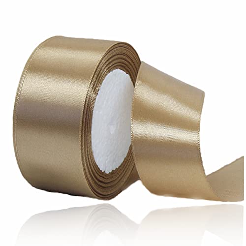 Geschenkband Champagner Gold 40mm Breit, 23 Meters Satinband Geschenkbänder Stoff Schleifenband Dekoband zum Geschenkverpackung, Bastelarbeiten, Geburtstag und Hochzeitsdekoration von ALOHOVME