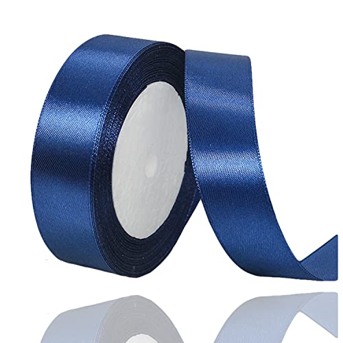 Geschenkband Dunkelblau 25mm Breit, 23 Meters Satinband Marineblau Geschenkbänder Stoff Schleifenband Dekoband zum Geschenkverpackung, Bastelarbeiten, Geburtstag und Hochzeitsdekoration von ALOHOVME