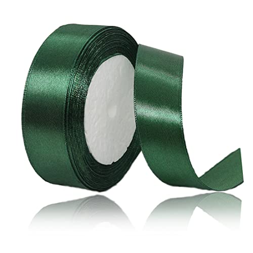 Geschenkband Dunkelgrün 20mm Breit, 23 Meters Satinband Weihnachtsgrün Geschenkbänder Stoff Schleifenband Dekoband zum Geschenkverpackung, Bastelarbeiten, Geburtstag und Hochzeitsdekoration von ALOHOVME