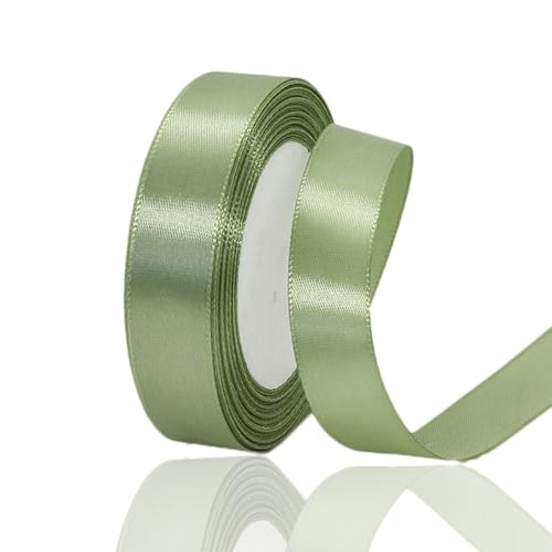 Geschenkband Eukalyptus Grün 20mm Breit, 23 Meters Satinband Salbei Grün Geschenkbänder Stoff Schleifenband Dekoband zum Geschenkverpackung, Bastelarbeiten, Geburtstag und Hochzeitsdekoration von ALOHOVME