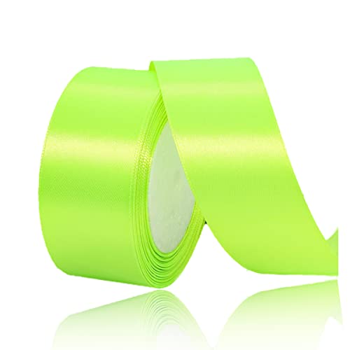 Geschenkband Fluoreszierendes Grün 40mm Breit, 23 Meters Satinband Geschenkbänder Stoff Schleifenband Dekoband zum Geschenkverpackung, Bastelarbeiten, Geburtstag und Hochzeitsdekoration von ALOHOVME