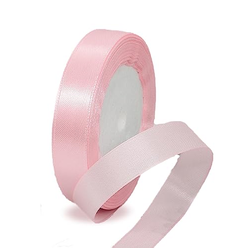 Geschenkband Hellrosa 15mm Breit, 23 Meters Satinband Hellrosa Geschenkbänder Stoff Schleifenband Dekoband zum Geschenkverpackung, Bastelarbeiten, Geburtstag und Hochzeitsdekoration von ALOHOVME