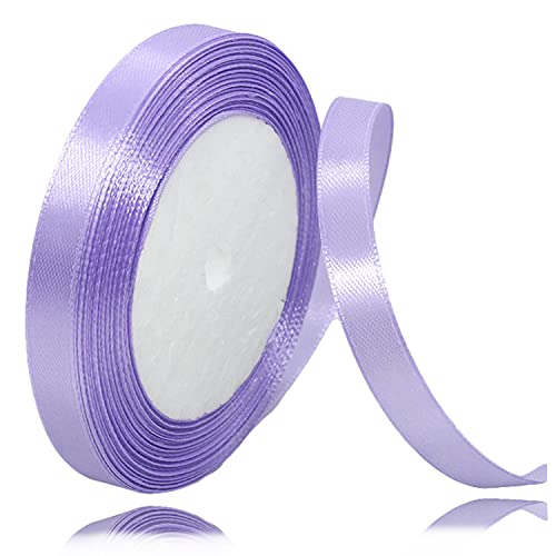 Geschenkband Hellviolett 10mm Breit, 23 Meters Satinband Helles Lila Geschenkbänder Stoff Schleifenband Dekoband zum Geschenkverpackung, Bastelarbeiten, Geburtstag und Hochzeitsdekoration von ALOHOVME