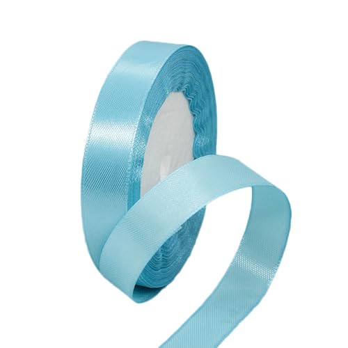 Geschenkband Himmelblau 15mm Breit, 23 Meters Satinband Himmelblau Geschenkbänder Stoff Schleifenband Dekoband zum Geschenkverpackung, Bastelarbeiten, Geburtstag und Hochzeitsdekoration von ALOHOVME