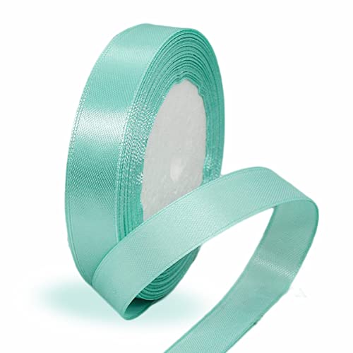 Geschenkband Minzgrün 15mm Breit, 23 Meters Satinband Mintgrün Geschenkbänder Stoff Schleifenband Dekoband zum Geschenkverpackung, Bastelarbeiten, Geburtstag und Hochzeitsdekoration von ALOHOVME