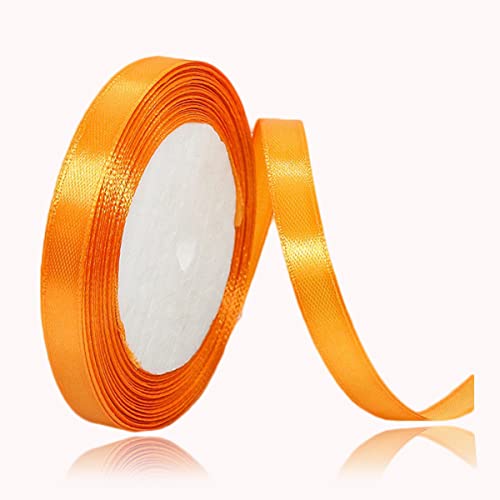 Geschenkband Orange 10mm Breit, 23 Meters Satinband Orange Geschenkbänder Stoff Schleifenband Dekoband zum Geschenkverpackung, Bastelarbeiten, Geburtstag und Hochzeitsdekoration von ALOHOVME