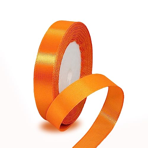 Geschenkband Orange 15mm Breit, 23 Meters Satinband Orange Geschenkbänder Stoff Schleifenband Dekoband zum Geschenkverpackung, Bastelarbeiten, Geburtstag und Hochzeitsdekoration von ALOHOVME