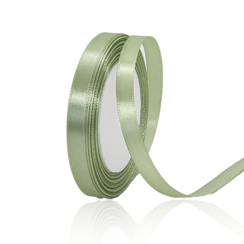 Geschenkband Salbei Grün 10mm Breit, 23 Meters Satinband Salbei Grün Geschenkbänder Stoff Schleifenband Dekoband zum Geschenkverpackung, Bastelarbeiten, Geburtstag und Hochzeitsdekoration von ALOHOVME