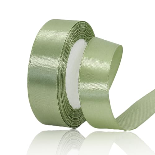 Geschenkband Salbei Grün 25mm Breit, 23 Meters Satinband Salbei Grün Geschenkbänder Stoff Schleifenband Dekoband zum Geschenkverpackung, Bastelarbeiten, Geburtstag und Hochzeitsdekoration von ALOHOVME