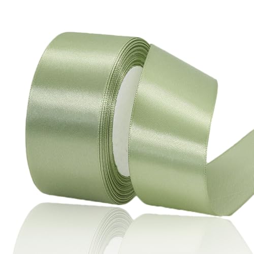 Geschenkband Eukalyptus Grün 40mm Breit, 23 Meters Satinband Salbei Grün Geschenkbänder Stoff Schleifenband Dekoband zum Geschenkverpackung, Bastelarbeiten, Geburtstag und Hochzeitsdekoration von ALOHOVME