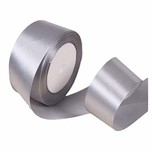 Geschenkband Silber 40mm Breit, 23 Meters Satinband Grau Geschenkbänder Stoff Schleifenband Dekoband zum Geschenkverpackung, Bastelarbeiten, Geburtstag und Hochzeitsdekoration von ALOHOVME