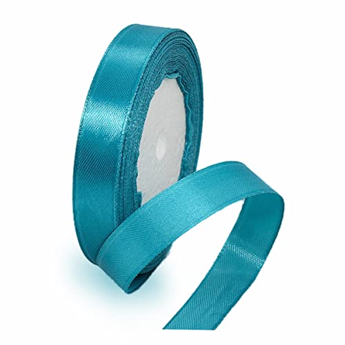 Geschenkband Türkis Blau 15mm Breit, 23 Meters Satinband Türkis Blau Geschenkbänder Stoff Schleifenband Dekoband zum Geschenkverpackung, Bastelarbeiten, Geburtstag und Hochzeitsdekoration von ALOHOVME