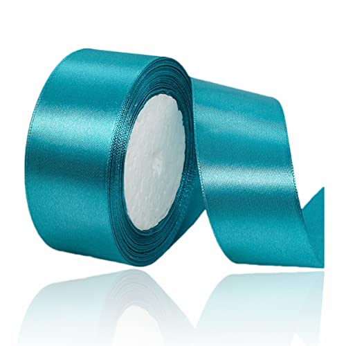 Geschenkband Türkis Blau 40mm Breit, 23 Meters Satinband Türkis Blau Geschenkbänder Stoff Schleifenband Dekoband zum Geschenkverpackung, Bastelarbeiten, Geburtstag und Hochzeitsdekoration von ALOHOVME